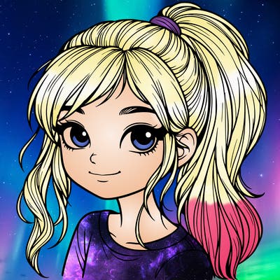 realistic girl with ponytail