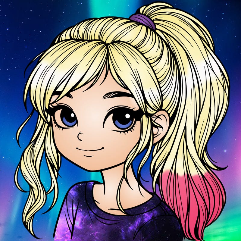 realistic girl with ponytail