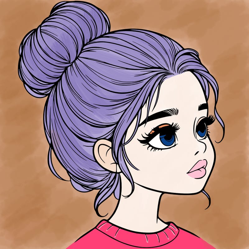 realistic girl with bun