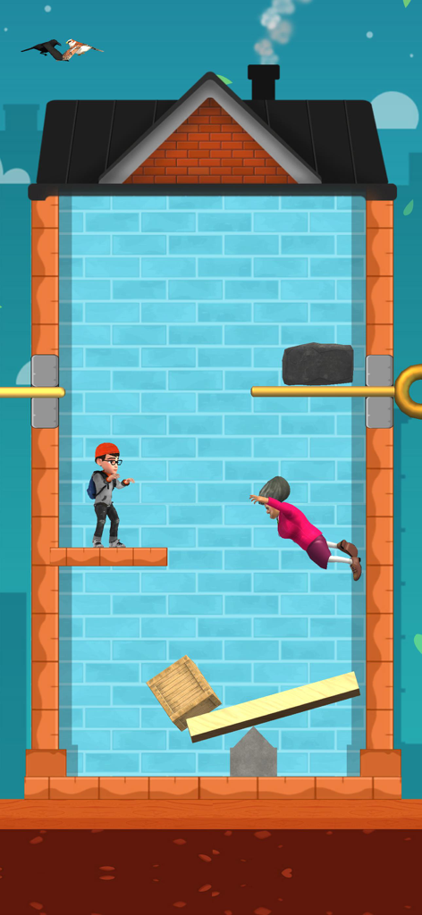 Pull The String Nick's Quest - Nick résolvant une énigme pendant que Miss T tombe dans Pull The String Nicks Quest