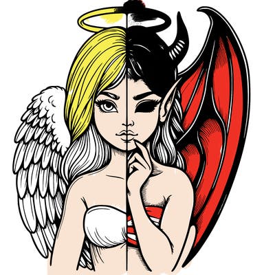 realistic angel half demon