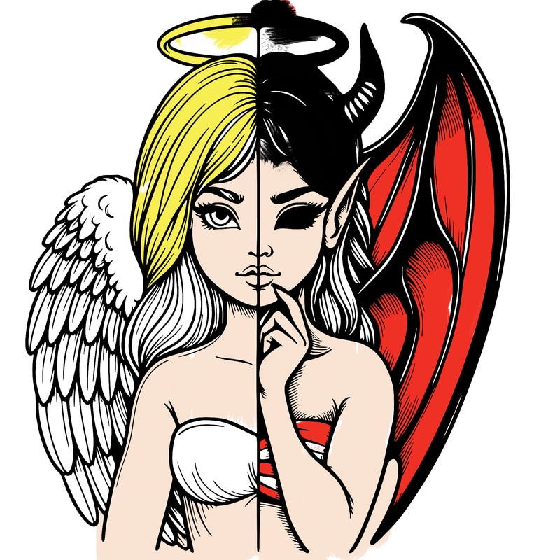 realistic angel half demon