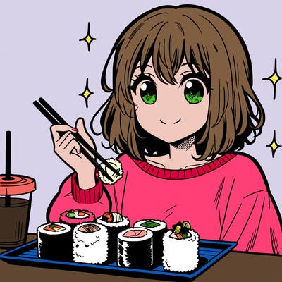 manga girl who loves sushi