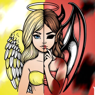 realistic angel half demon