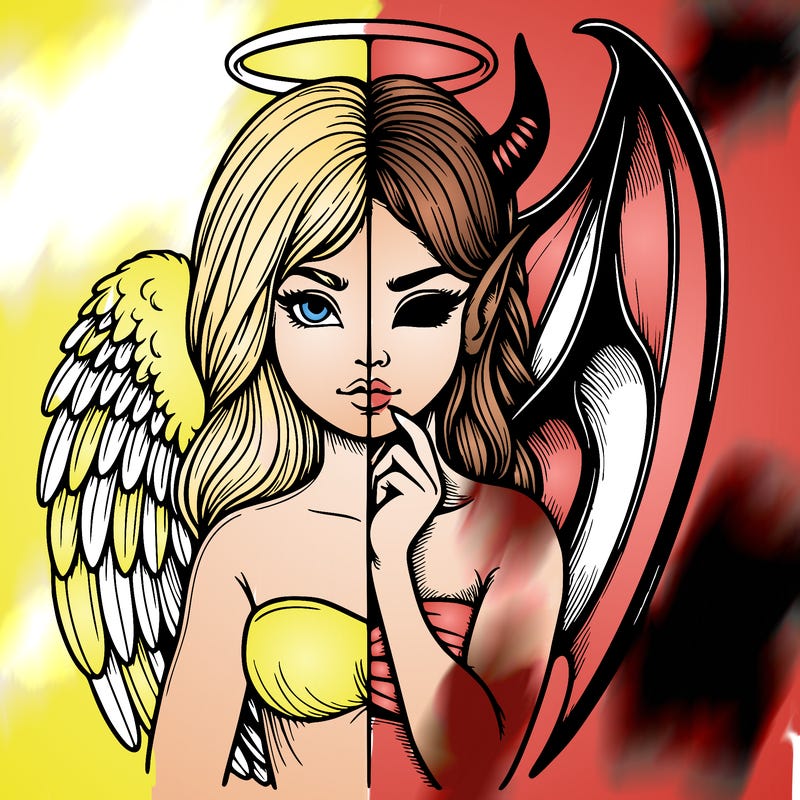 realistic angel half demon