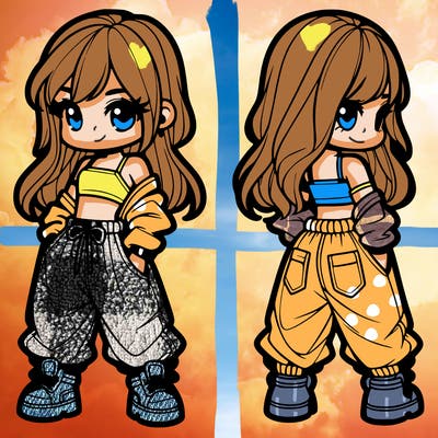 girl in crop top and baggy pants