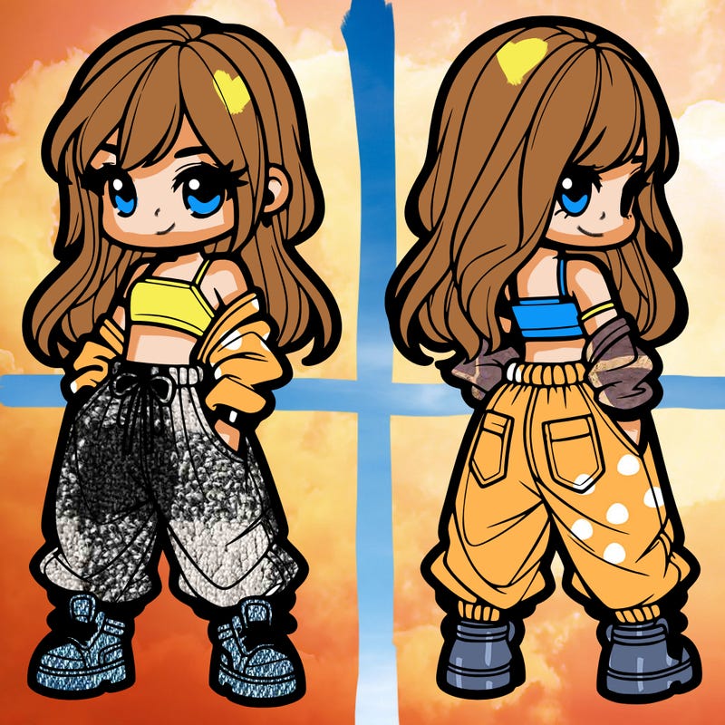 girl in crop top and baggy pants