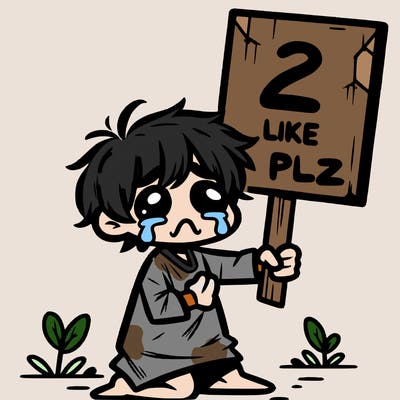 small poor toddler crying with sign that says 2 like plz