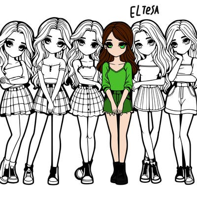 a group of girls realistic