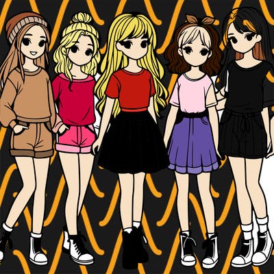 a group of five girls