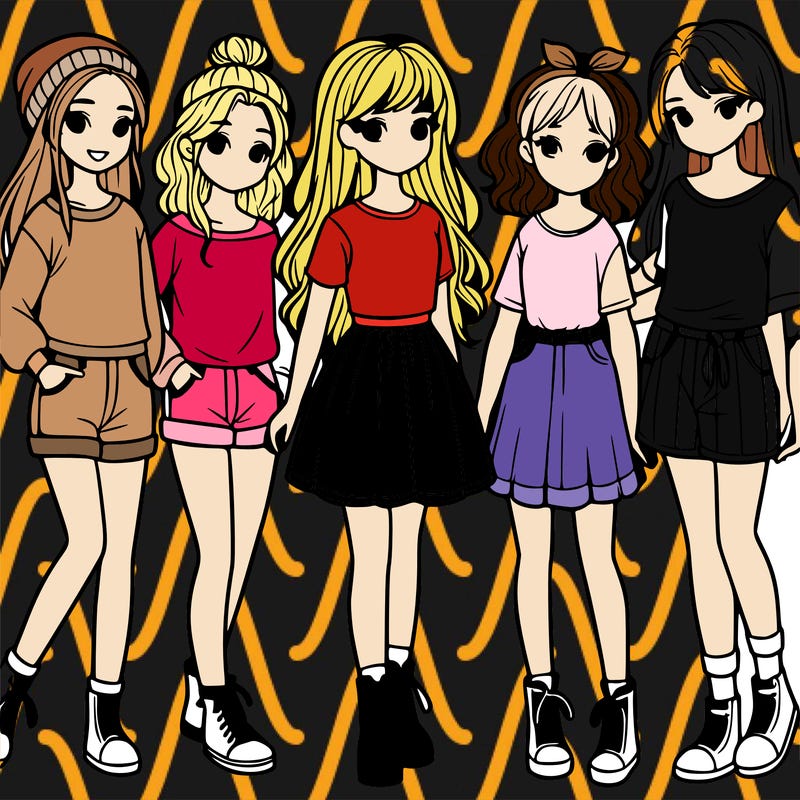 a group of five girls