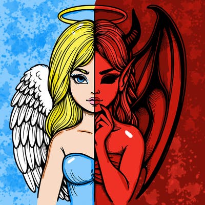 realistic angel half demon