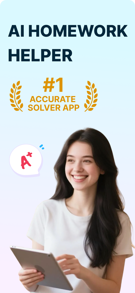 AI Math Solver App | KnowBuddy - A student smiling while using the KnowBuddy AI homework helper app on a tablet