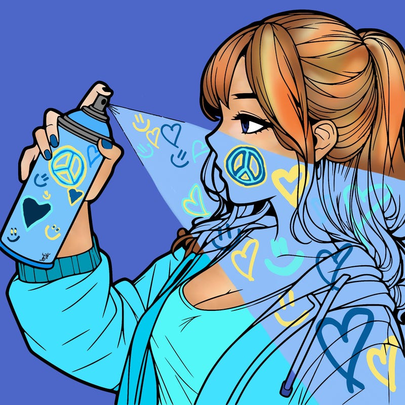 a realistic girl spray, painting