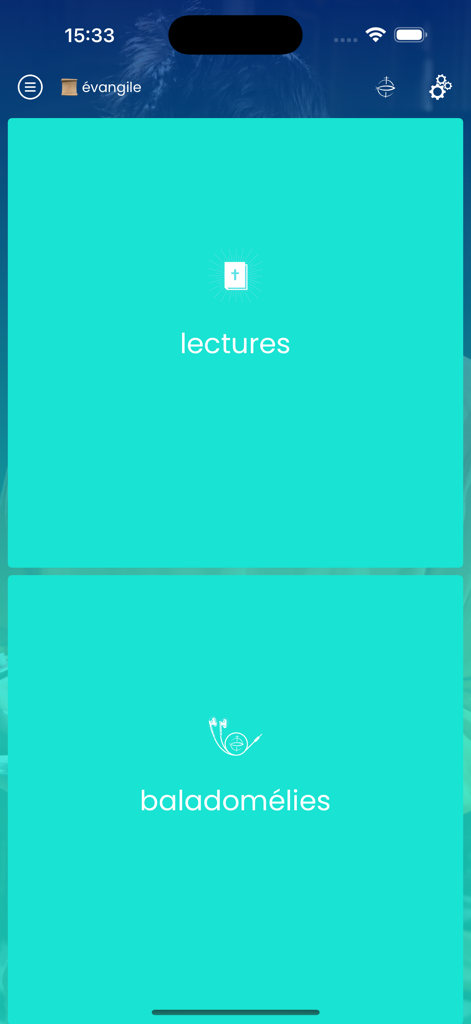 Eglise catholique en France - Interface of the Eglise catholique en France app displaying daily readings and homily podcasts.