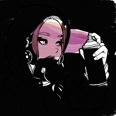 a realistic girl, spray painting