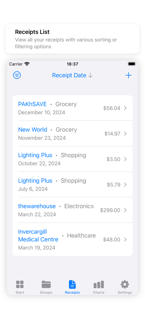 Receipts Helper - Finance App | MWM