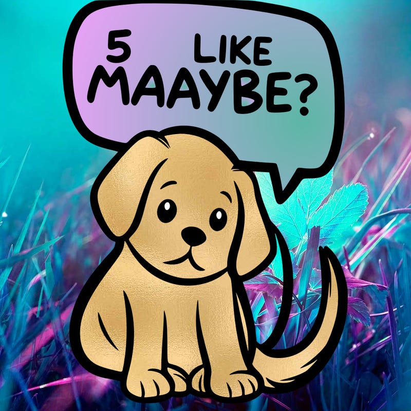 a puppy that says 5 like maybe