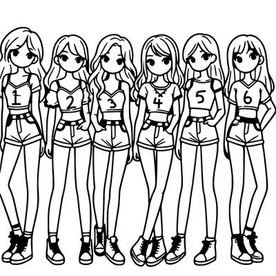 a group of girls wearing crop tops and shorts