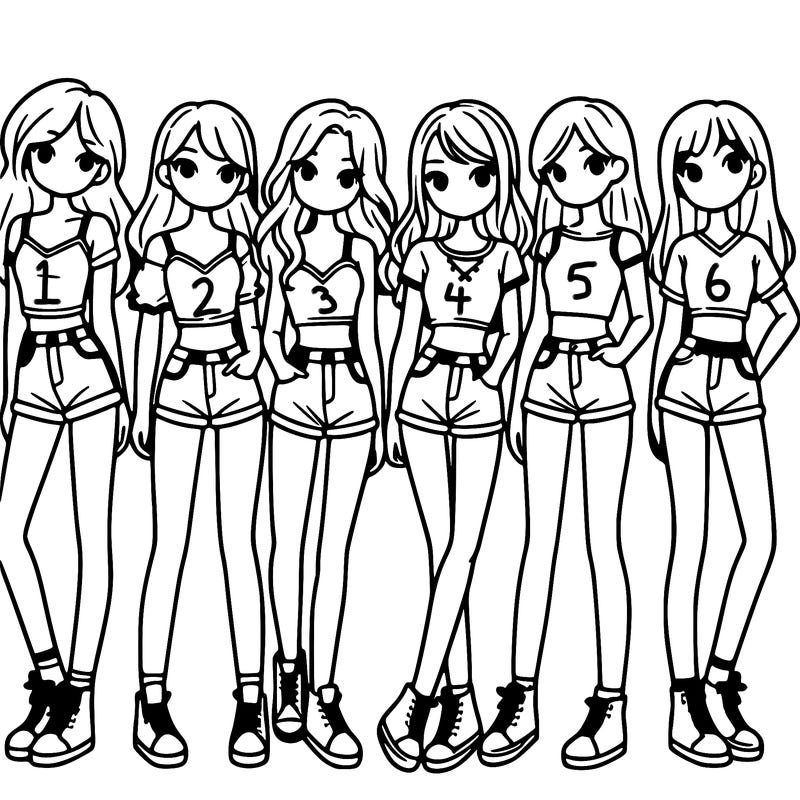 a group of girls wearing crop tops and shorts
