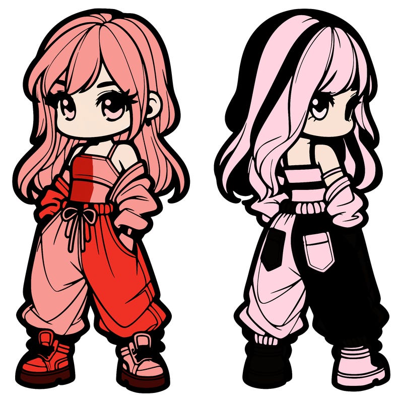 girl in crop top and baggy pants