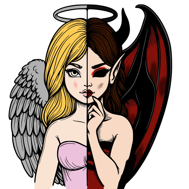 realistic angel half demon