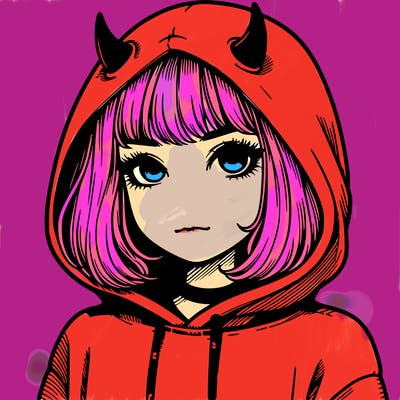 realistic girl with devil hoodie