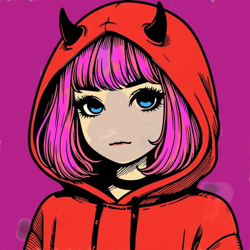 realistic girl with devil hoodie
