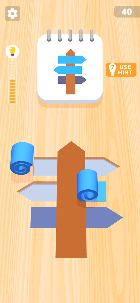 Color Roll 3D: Puzzle Art Game - Color Roll 3Dパズルゲームプレイ、青いロールが矢印記号パズルを形成している様子