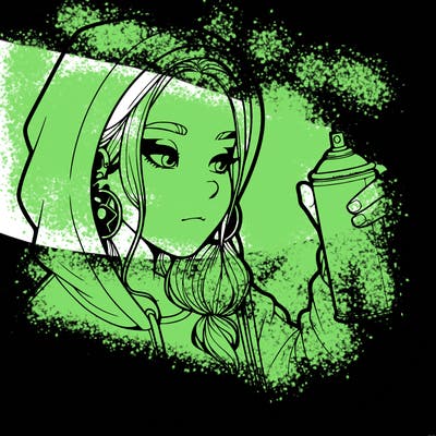 a realistic girl, spray painting