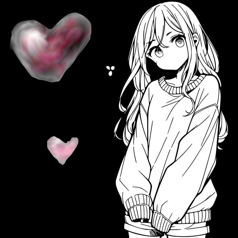 manga teen girl  in a sweater and baggy pants