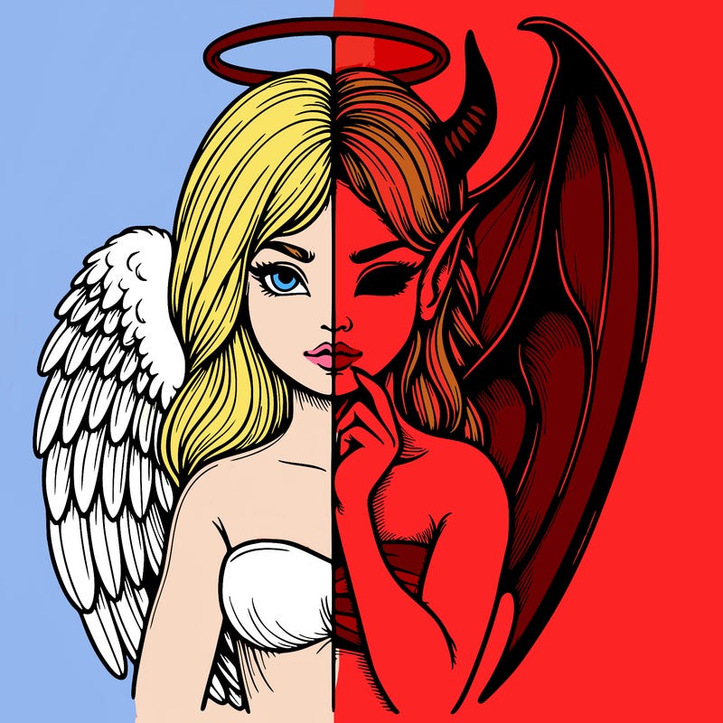 realistic angel half demon