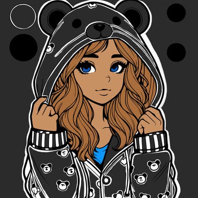 realistic girl in a animal pjs hoodie