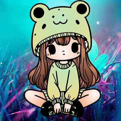 a girl wearing a frog hat and some frog socks