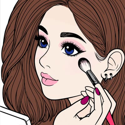 a realistic girl doing her makeup