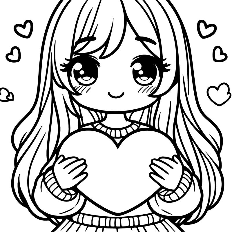 girl holding big heart in hands