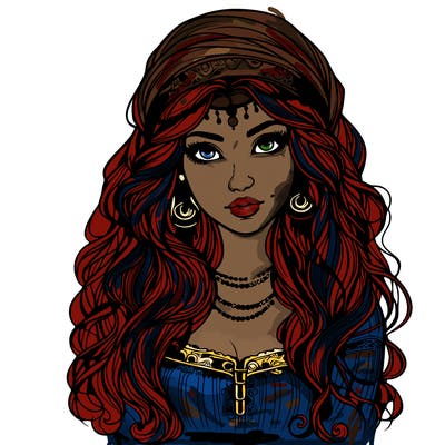 realistic beautiful mysterious gypsy girl