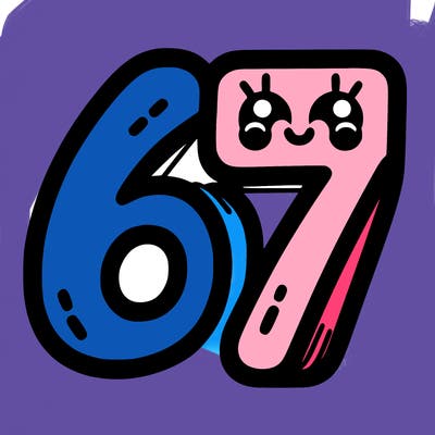 the numbers 67