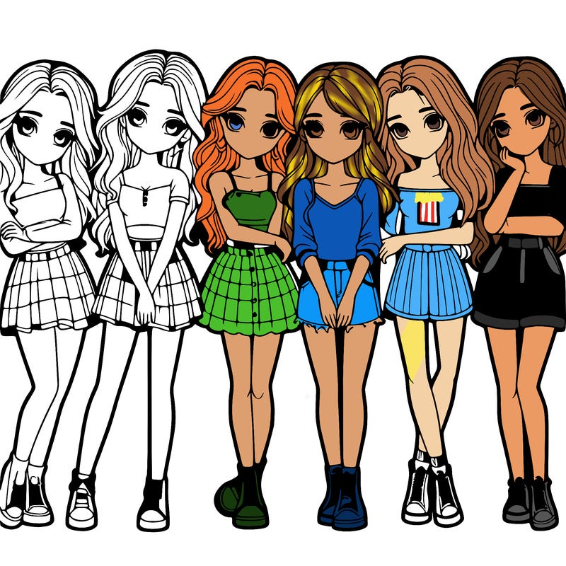 a group of girls realistic