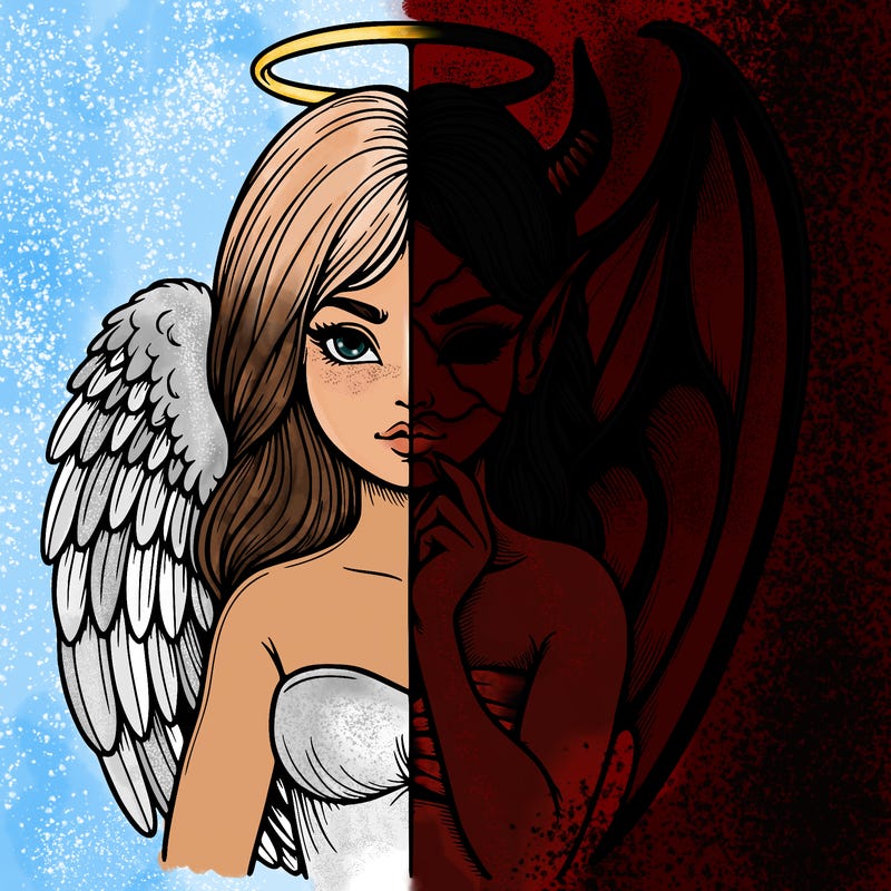 realistic angel half demon