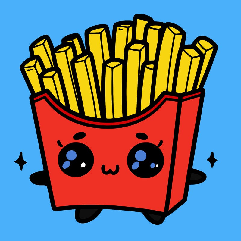a cute. french fries