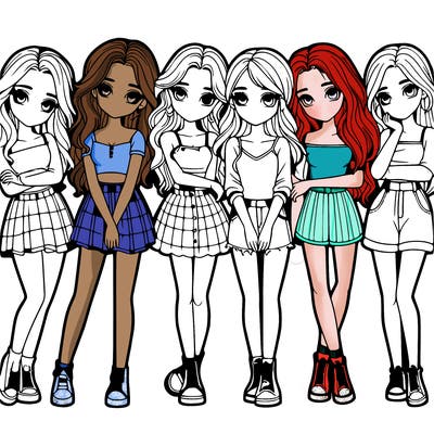 a group of girls realistic