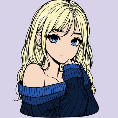 realistic girl with off-shoulder sweater