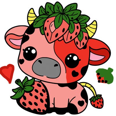 cute strawberry cow