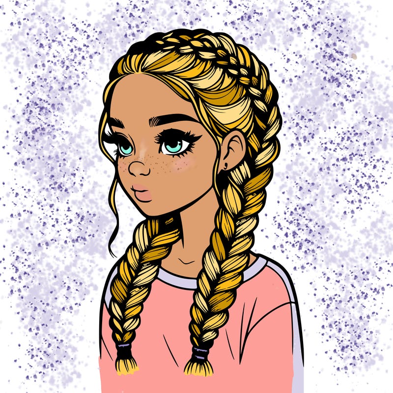 realistic girl with braids