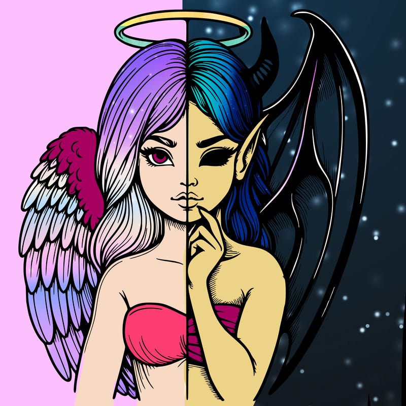 realistic angel half demon