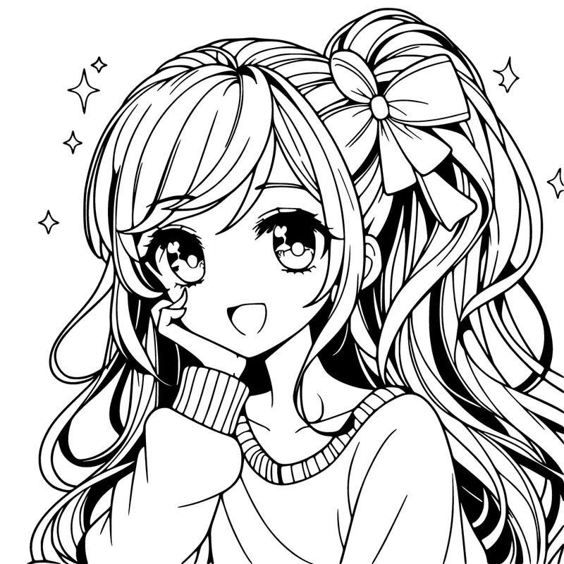 gorgeous anime girl with a ponytail