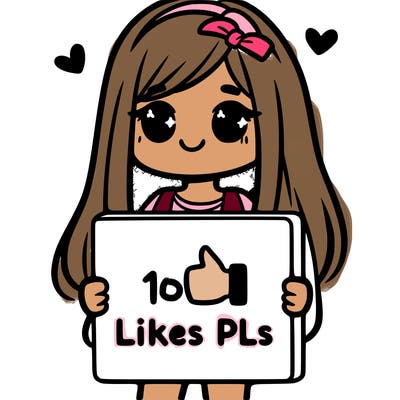 girl holding a sign saying 10 likes pls