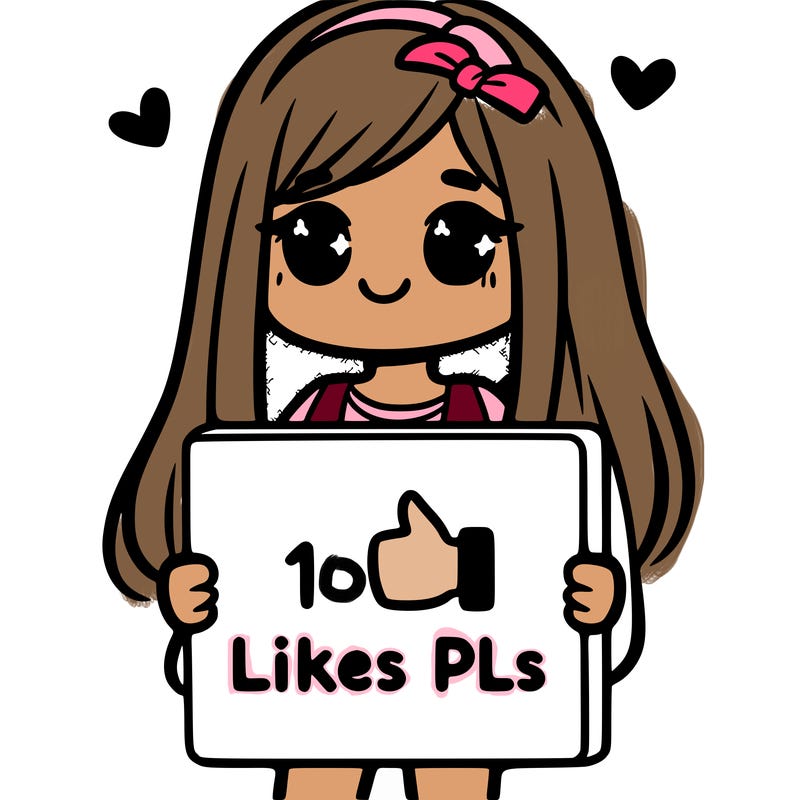 girl holding a sign saying 10 likes pls