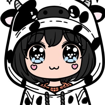 kawaii girl with cow hoodie